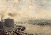 Meckel, Adolf von British Gas Works on the River Spree oil painting on canvas